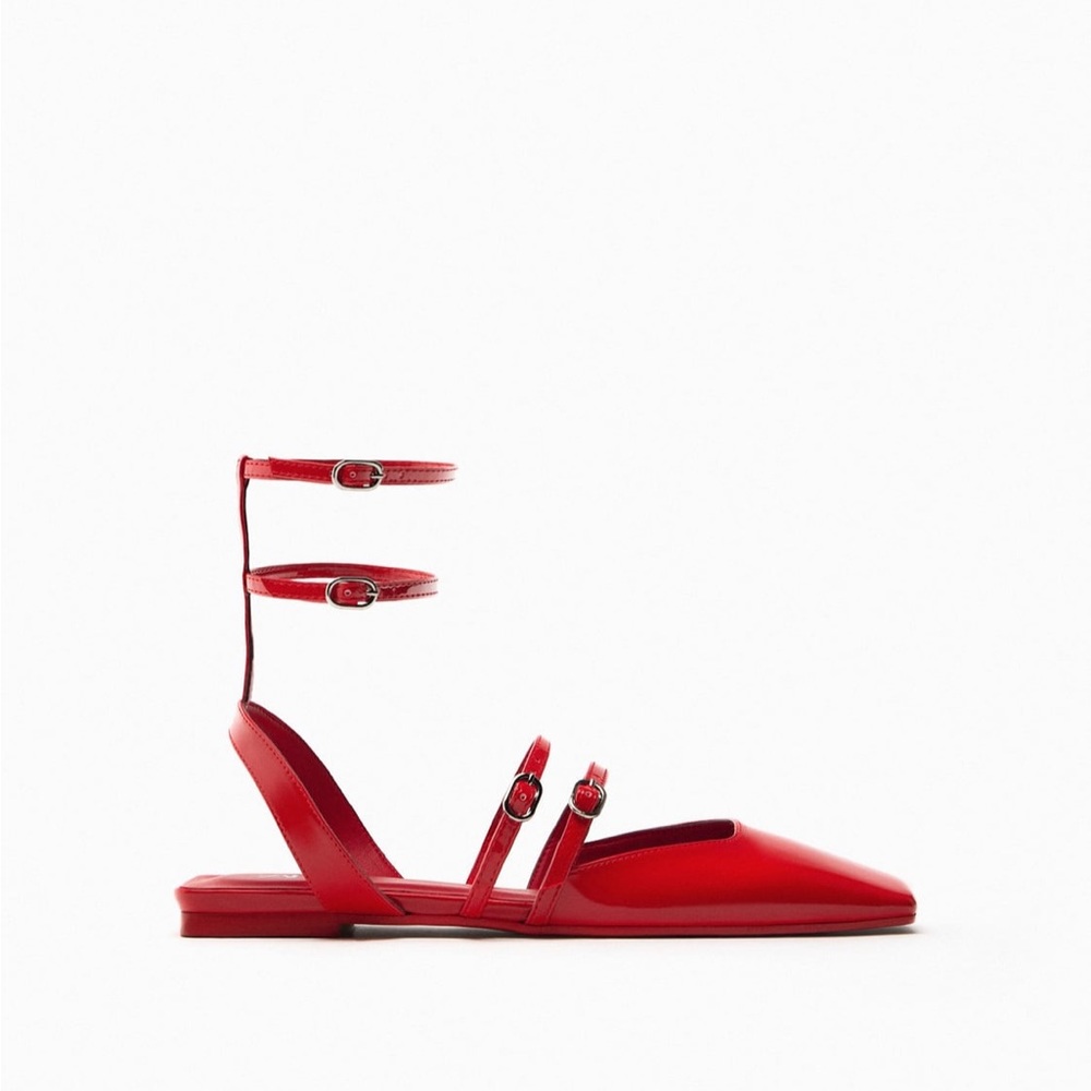 Zara NEW strappy red slingbacks